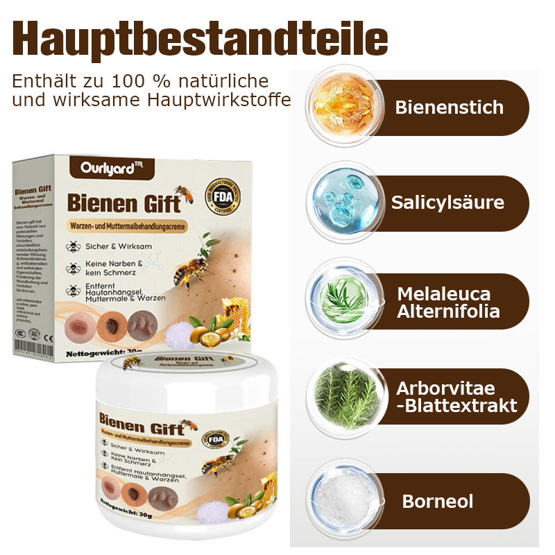 🐝Ourlyard™ Bienen Gift Warzen- und Muttermalbehandlungscreme