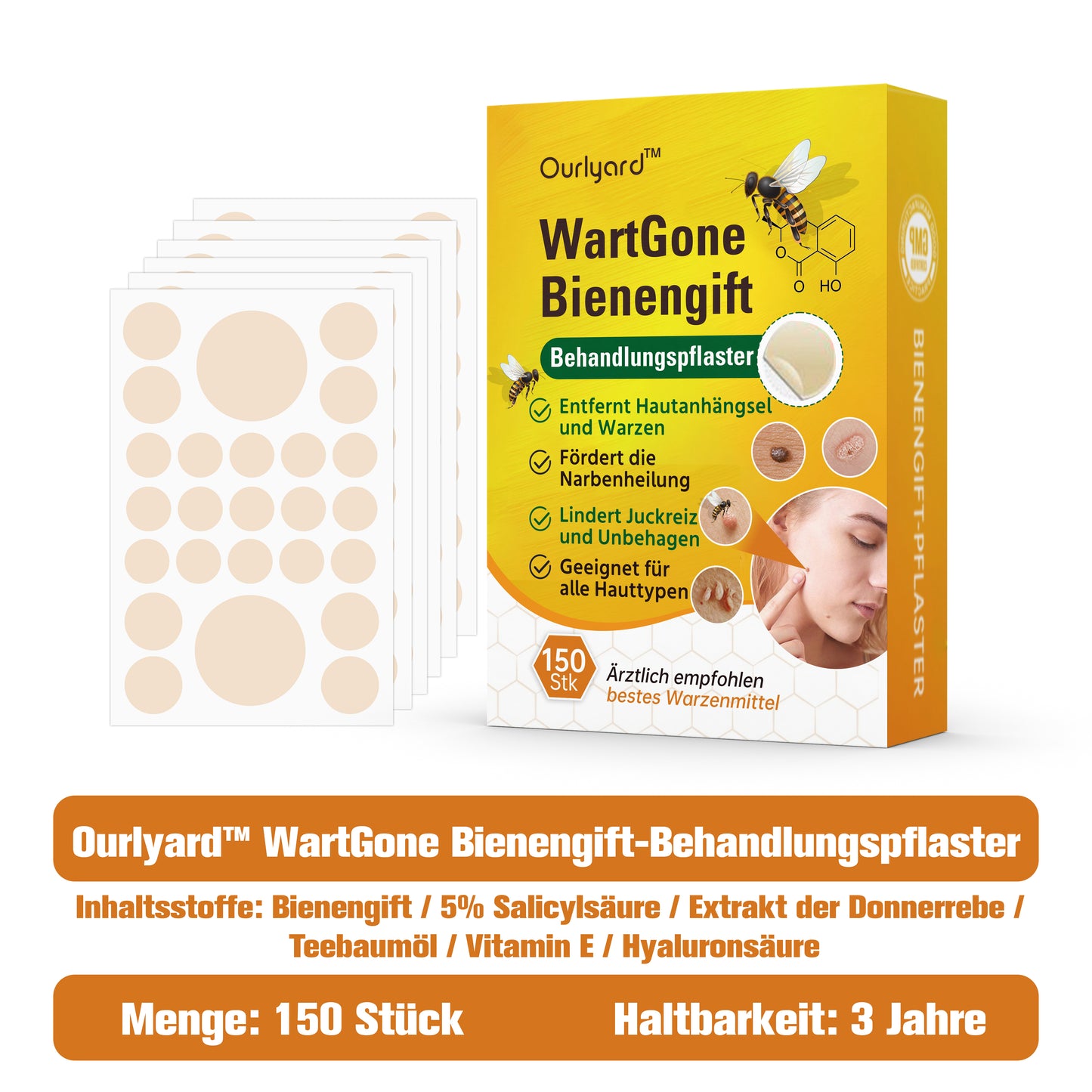 Ourlyard™  WartGone Bienengift-Behandlungspflaster