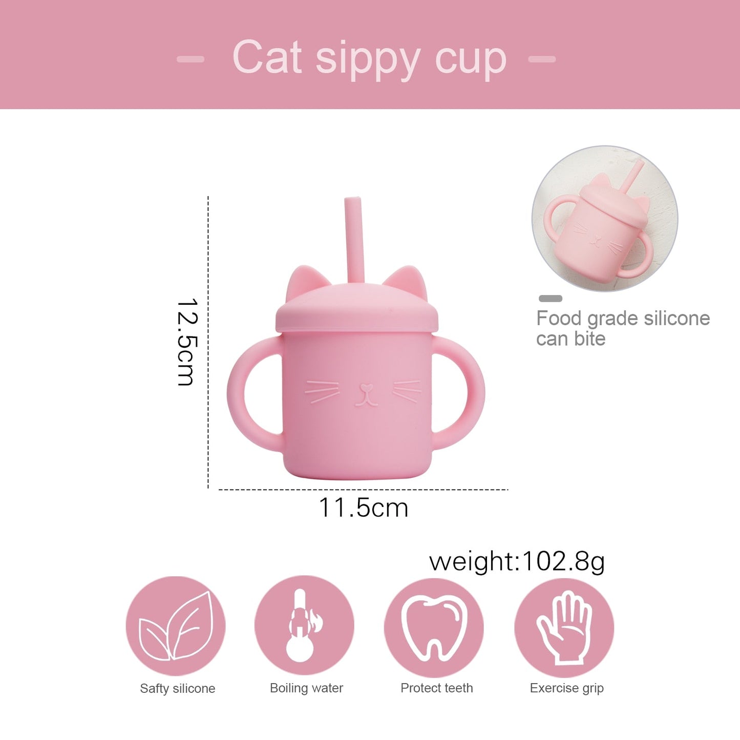 Baby Fütterung Tassen Silikon Trinkgeschirr niedlichen Cartoon Katze Sippy Cup für Kleinkinder Kinder Sippy Cup Deckel fest mit Griff Trinker