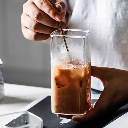 Quadratischer einfacher Glasbecher Transparentes Kaltgetränk Großes Fassungsvermögen Milch Saft Tee Getränk Wasser Mousse Becher Wein Glas Bier Kaffeebecher