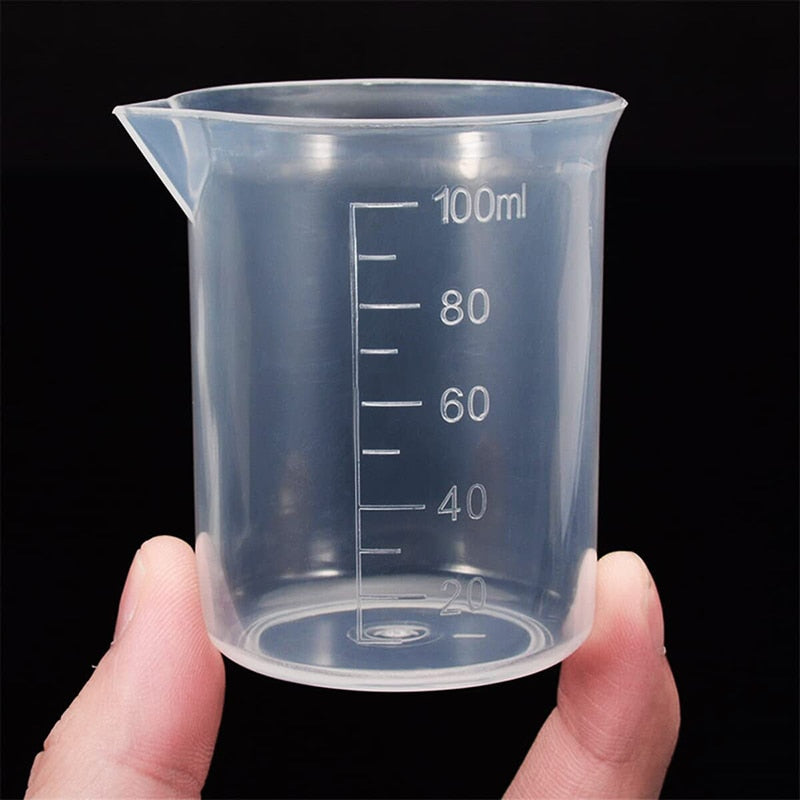 100ml Messbecher Transparente Skala Kunststoff Messbecher Labor Chemische Messbecher ohne Griff Küche Bar Zubehör